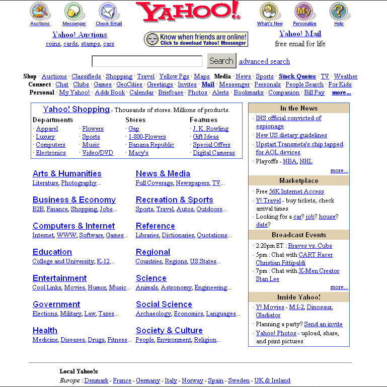 Yahoo! homepage (2000)
